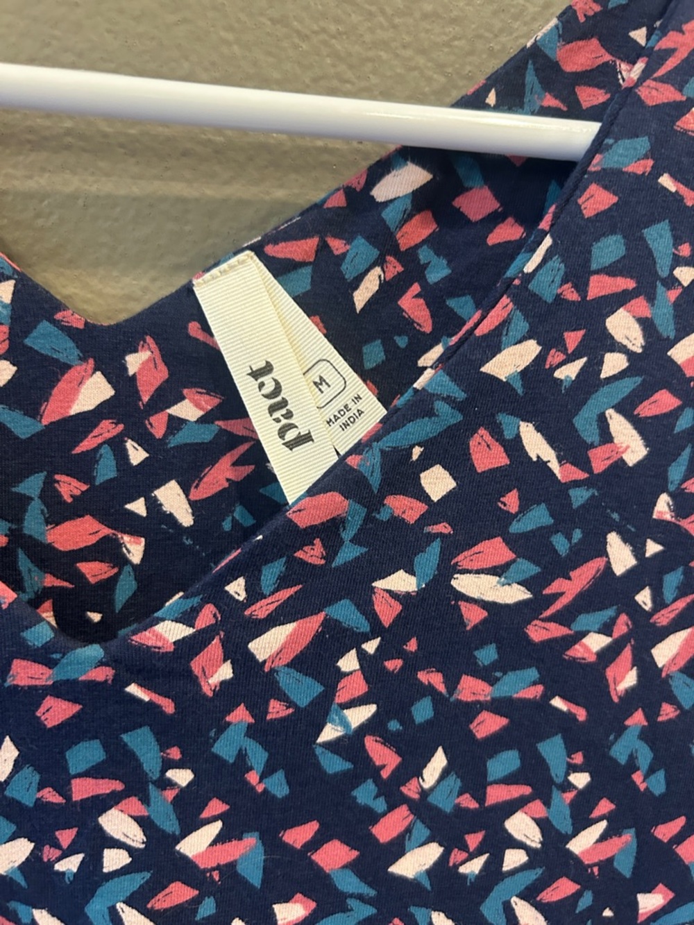Pact Dress Womens M Fit & Flare Midi 3/4 Sleeve blue geometric print - Picture 2 of 5
